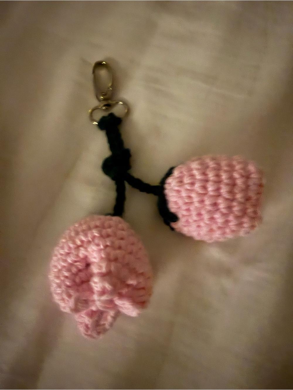 AK Boutique Pink Crochet Cherry Keychain with Stem and Gold Clip
Best Gift